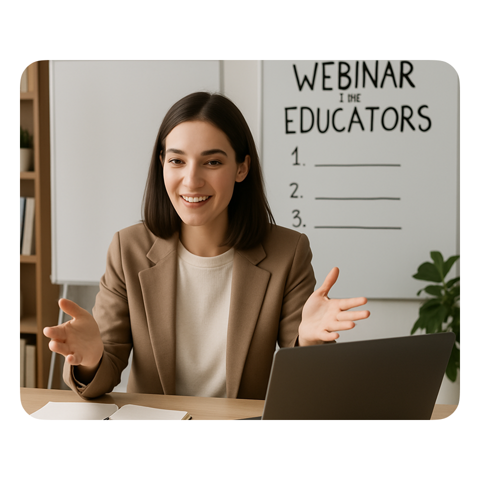 Educator hosting a webinar on AI video tools for educators with Visla